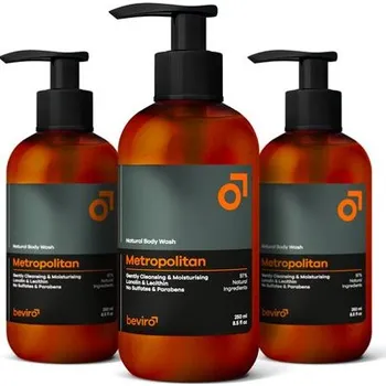 Sprchový gel Beviro Natural Body Wash Metropolitan - 3 x 250 ml