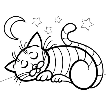 KOČKA SPÍCÍ / 15x12 cm (Samolepicí šablona na pískování)
