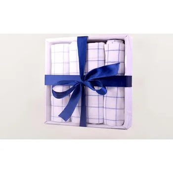 Bavlněná utěrka s modrým kostkovaným vzorem 4 ks v dárkové krabičce NEU018