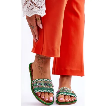 Dámské žabky Dámské zdobené pantofle Zelene Bellisa 38