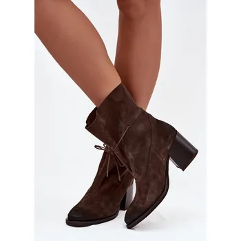 Sada pánského spodního prádla Kožené semišové dámské kotníkové boty na podpatku Zazoo 1151 čokoládové 41