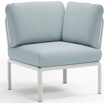 Zahradní pohovka Nardi Poltrona Komodo rohová BIANCO - LEDOVĚ MODRÁ Sunbrella