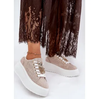 Dámské tenisky Tenisky Na Platformě S Potiskem Medvěd S.Barski BF51-014 Béžové 40