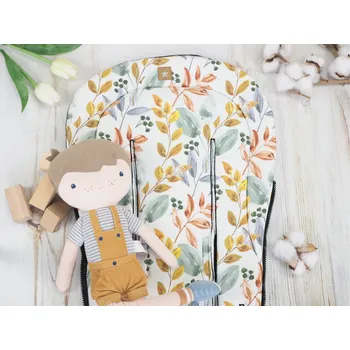 Podložka do kočárku prodloužená (Leaves, merino beránek)