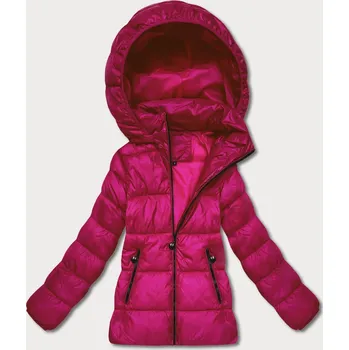 Dámská prošívaná zimní bunda ve fuchsijové barvě v délce k bokům (T3-2656#-17) odstíny růžové XL (42)