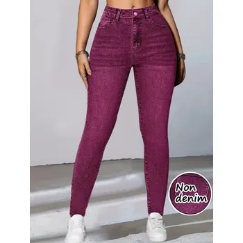 Dámské legíny Růžové legíny s džínovým potiskem Barva: Růžová, Velikostní tabulka: M