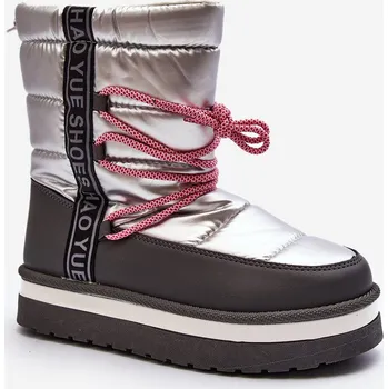 Dětská móda Dámské zimní boty s šněrováním stříbrné Lilara 38