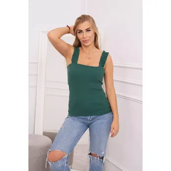 Dámská halenka Halenka bez ramínek s volánky zelená UNI