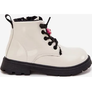 Dámská zimní obuv Zateplené dětské lakované kotníkové boty s přezkou Medvídek Bílá Jovellea 31