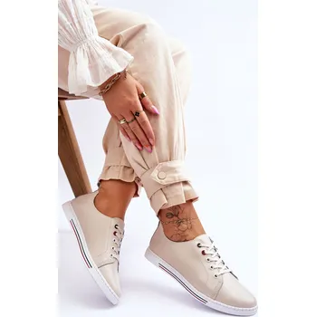 Dámské tenisky Dámské kožené tenisky béžové S.Barski LR268R 37