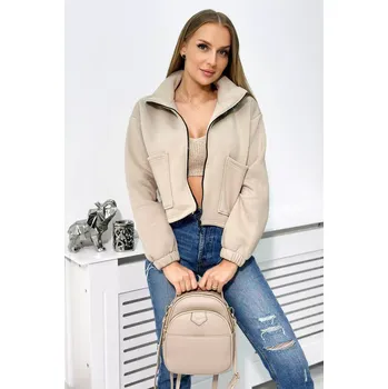 Dámská mikina Izolovaná bavlněná mikina se zipem světle béžová UNI
