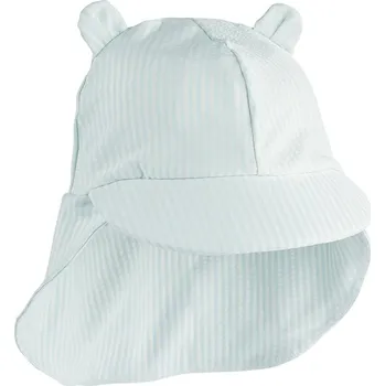 Čepice Dětská baseballová čepice Liewood Senia Seersucker Sun Hat With Ears modrá barva, LW17681 65A, vel. 3-6 měsíců