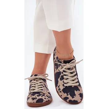 Dámské tenisky Dámské semišové barefoot tenisky s pruhy Zazoo N1120 Hnědo-Bežové 41