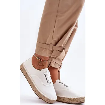 Dámské tenisky Šněrovací Espadryly Big Star LL274833 Bílé 36