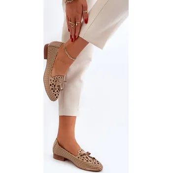 Dámské lodičky Dámské lodičky s mašlí v béžové barvě Nestavia 38