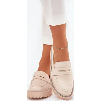 Dámské mokasíny Dámské Mokasíny Eko Kožené S Krystaly Béžové Wilamla 40