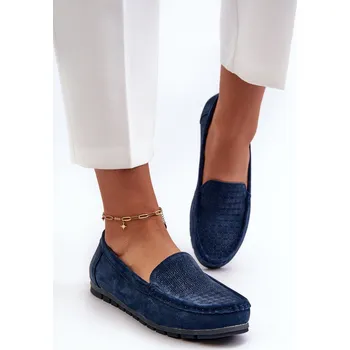 Dámské mokasíny Dámské modré semišové mokasíny S.Barski LR755 37