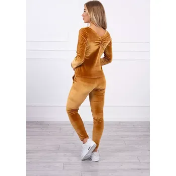 Dámská halenka Velurová souprava se záhyby na zadní straně velbloudí barvy UNI