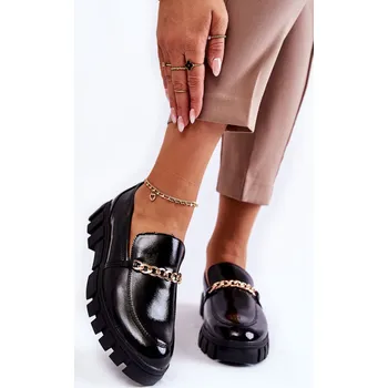 Dámské polobotky Lakované boty s řetízkem Černe Anne 36