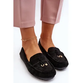 Dámské mokasíny Dámské klasické černé semišové mokasíny Ontala 38
