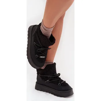 Dívčí sněhule Dámské Sněhule Na Platformě S Kožíškem Typu Beránek Big Star SS274109 Černé 40