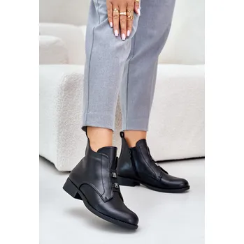 Dámská zimní obuv Zateplené dámské boty na plochém podpatku z eko kůže černé S.Barski HY42-716 37