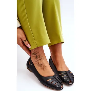 Dámské baleríny Pohodlné kožené dámské baleríny Černe Luka 37