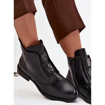 Dámská zimní obuv Dámské zimní kotníkové boty na nízkém podpatku s ozdobami Černé Tavressa 37