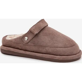 Dámské žabky Dámské pantofle s páskem Vyhřívané s kožíškem Tmavě béžové Rilena 37