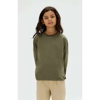 Chlapecké tričko Bavlněné tričko s dlouhým rukávem Calvin Klein Jeans zelená barva, IB0IB02354 IB0IB02354.9BYA 87X, vel. 128