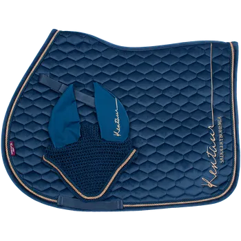 Vybavení pro koně Kentaur podsedlová dečka ROSE GOLD samet + čabraka - světle modrá