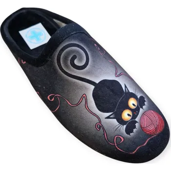 Dámská zdravotní obuv Dámské domácí pantofle Medi Line 133-025 černé/kočka Velikost: 38 (5)