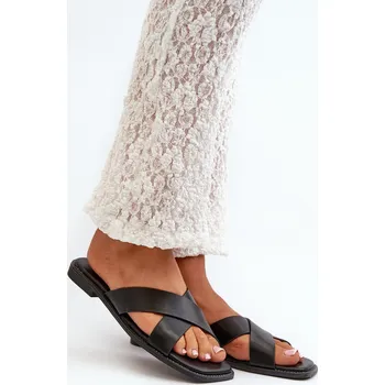 Dámská obuv Dámské Sandály Na Ploché Podrážce Z Eko Kůže S.Barski KV27-002 Černé 38