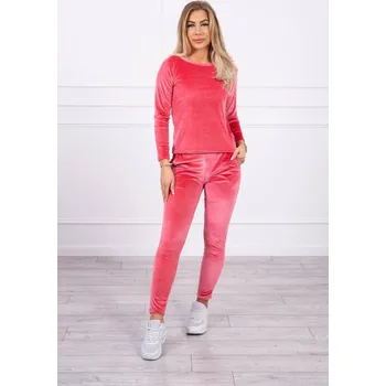 Dámská halenka Velurová souprava s řasením na zadní straně malinová UNI