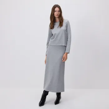 Dámská sukně Reserved - Úpletová midi sukně - tmavě šedá - YT111-90X - YT111-90X-XS