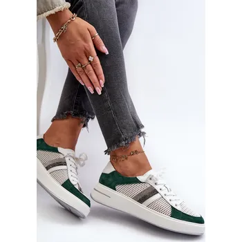 Dámské tenisky Dámské kožené tenisky D&A LR110 Zeleno-Bílé 40