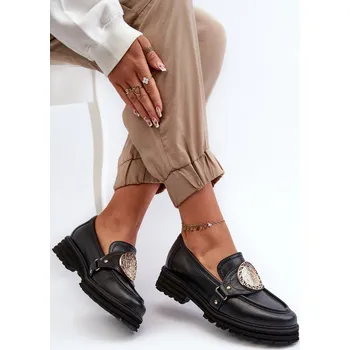 Dámská obuv Zazoo 3485 Dámské mokasíny s ​​zlatým ozdobou Přírodní kůže 40