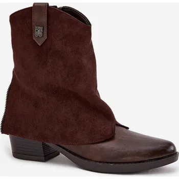 Dívčí sněhule Zateplené Kovářské Sněhule Na Podpatku Čokoládové Sylvette 38