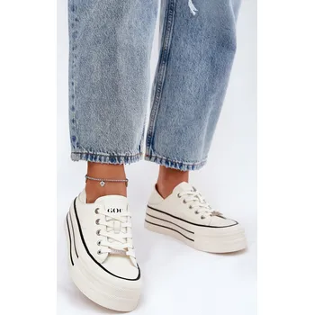 Dámská obuv Dámské Kožené Tenisky Na Platformě GOE RR2N4106 Bílé 40