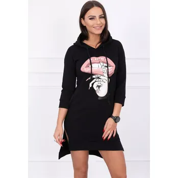 Dámské šaty Šaty s delšími zády a barevným potiskem černé UNI