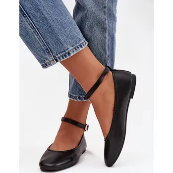 Dámské baleríny Dámské baleríny s páskem a přezkou Černé Janelor 38