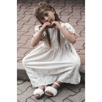 Dámské žabky Dětské sandálky na suchý zip s kožíškem Bílé Rosavere 25