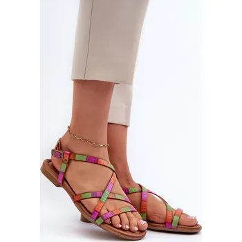 Dámské sandále Ploché Dámské Kožené Sandály Maciejka 06635-39 Multikolor 40