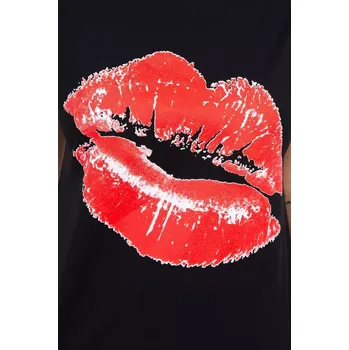 Halenka s potiskem rtů černá UNI