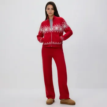 Reserved - Úpletové kalhoty - červená - 463HH-33X - 463HH-33X-XL