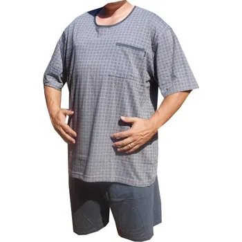 Pánské pyžamo xcena Pyžama s krátkou nohavicí bavlněné šedé Velikost: XXXL