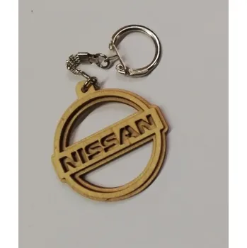 Přívěsek na klíče - výřez z překližky přírodní - symbol Nissan