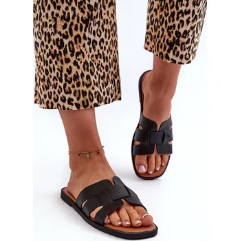 Dámské žabky Ploché Dámské Žabky Z Ekokože Černé Risamay 40