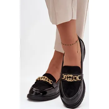 Dámské mokasíny Lakované dámské mokasiny se zlatým ozdobením S.Barski HY52-540 Černé 40
