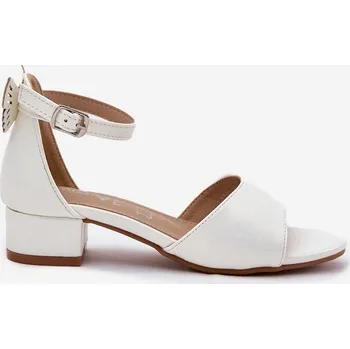 Dámské sandále Lesklé Dívčí Sandály Na Nízkém Podpatku Bílé Ainare 32